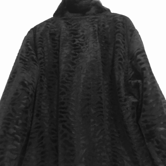 Vintage Y2K Giacca Black Reversible Jacket Coat Textured Faux Fur Vegan Leather - Picture 6 of 16